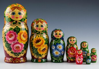 Beautiful Hand Painted Russian Nesting Dolls Matryoshka Set