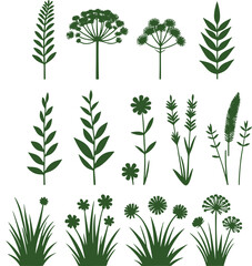 Green plant silhouettes collection.