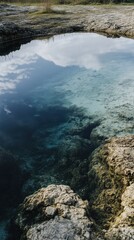 Serene Reflection in a Crystal Clear Pool