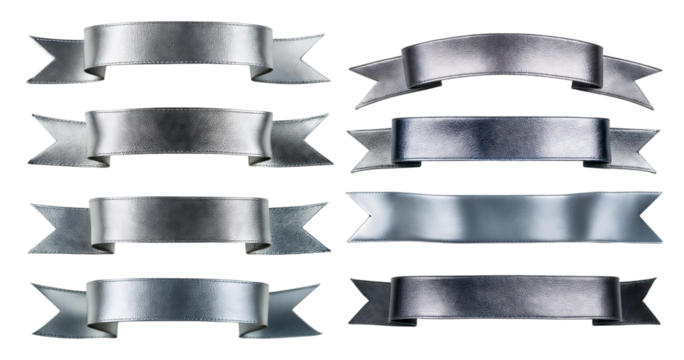 Elegant Metallic Ribbons for Decoration and Design Purposes, isolated on transparent background