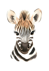 Adorable Hand-Painted Zebra Illustration for Kids' Decor
