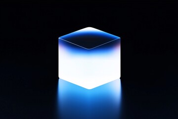 Crystal stone on blue background, minimalist design