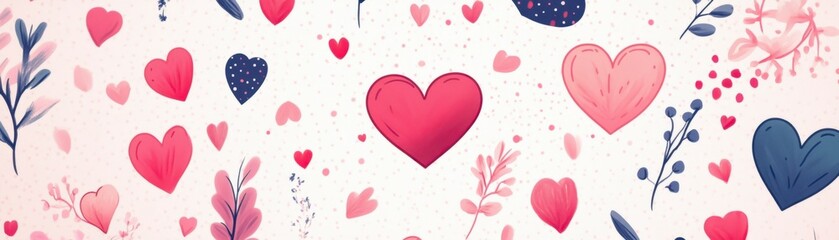 Love Heart Pattern. Festive Wallpaper for Valentine&rsquo;s Day.