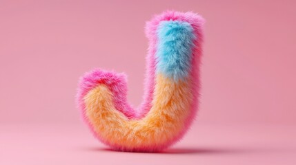 Fototapeta premium Playful Fluffy Letter J on Pink Background - Alphabet Fun