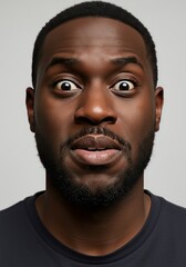 Obraz premium Surprised Man Portrait Studio Shot Black Man Amazed Expression
