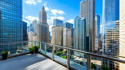 Fototapeta premium Chicago Cityscape Balcony View - Urban Landscapes