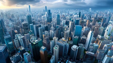 Obraz premium Hong Kong Cityscape Aerial View - Aerial Views