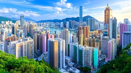 Obraz premium Hong Kong Skyline, Cityscape, Urban Panorama - Urban Exploration