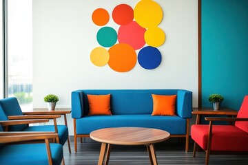 Fototapeta premium Cozy Living Room Featuring Comfortable Couch Stylish Chairs and Elegant Table Creating an Inviting Atmosphere Perfect for Relaxation and Socializing