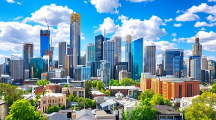 Fototapeta premium Melbourne Skyline, Modern Cityscape, Australia - Urban exploration