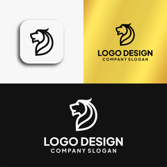 lion head logo line art silhouette