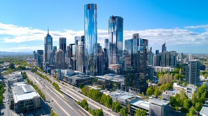 Obraz premium Melbourne City Skyline Aerial View - Aerial perspectives