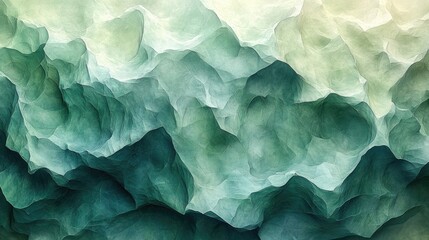 Fototapeta premium Abstract layered textures in green and blue hues creating a tranquil background effect