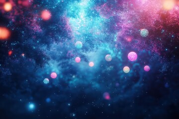 Fototapeta premium Vibrant Cosmic Landscape Featuring a Colorful Space Background Filled with Stars and Nebulas, Evoking Wonder and Imagination in the Universe