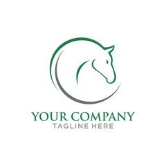 Hourse head logo design Vector Image , circle hourse logo icon design template elements vector image , image hourse log