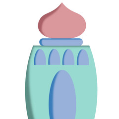 Soft colored mosque with minarets