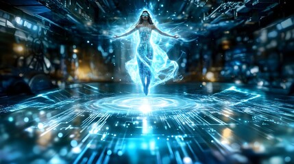 Futuristic Woman, Hologram, Sci-Fi Energy - Metaverse/Virtual Worlds