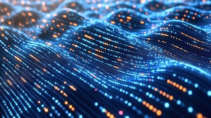 Glowing Waves of Light in a Digital Landscape