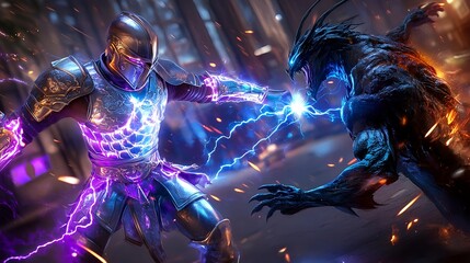 Knight vs. Monster: Epic Fantasy Battle - Fantasy Art