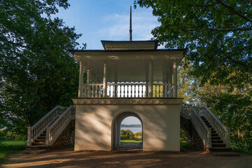 Gazebo-grotto on the shore of the Kuchane Lake in Petrovskoye Estate of the Natural Landscape...
