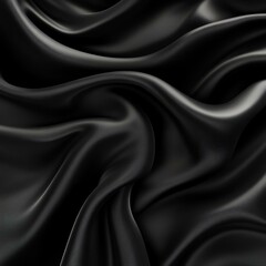 Obraz premium A close-up view of luxurious, flowing black fabric creating an elegant and rich texture, perfect for design projects, fashion, and artistic backgrounds.