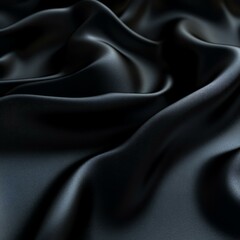 Fototapeta premium A close-up view of luxurious black silk fabric, showcasing its smooth texture and elegant drape. Ideal for fashion, design, or background purposes, emphasizing sophistication.