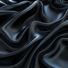 A close-up view of smooth, black fabric with elegant folds and soft texture, perfect for backgrounds or fashion-related designs.