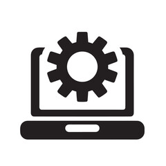 Laptop with gear icon.