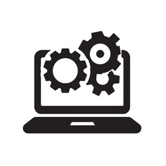 Laptop with gears.