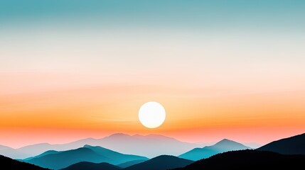 Fototapeta premium Serene sunset over layered mountains with vibrant colors creating a tranquil landscape