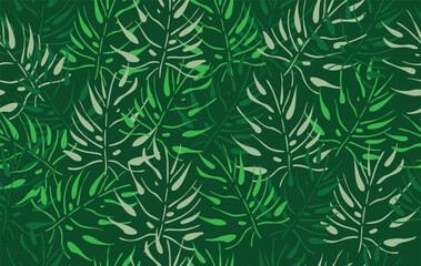 Summer pattern seamless fabric summer season. abstract tropical pattern on green backdrop. Designed for background ,wallpaper ,summer pattern ,wrapping paper ,nature ,holiday ,weekend ,vacation ,trip