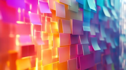 Obraz premium Colorful sticky notes creating a vibrant wall display