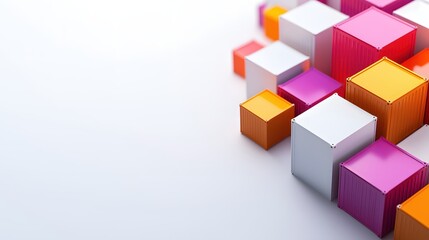 Obraz premium Colorful Cargo Containers Arranged on White Surface Abstract Geometric Composition Style
