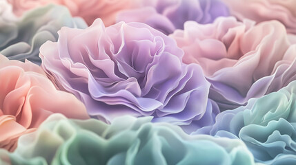 Fototapeta premium mesmerizing repeating pattern of delicate floral waves in soft, pastel hues evokes sense of calm and gentle beauty