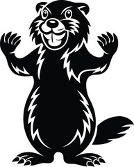 Cute smiling Cartoon beaver vector illustration, Cartoon beaver silhouette vector art, Cartoon beaver line art vector 