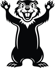 Cute smiling Cartoon beaver vector illustration, Cartoon beaver silhouette vector art, Cartoon beaver line art vector 