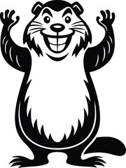 Cute smiling Cartoon beaver vector illustration, Cartoon beaver silhouette vector art, Cartoon beaver line art vector 