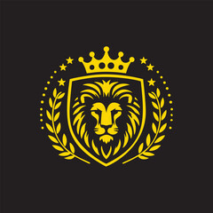 Lion emblem with crown and laurel wreath.