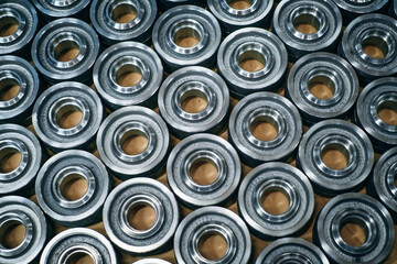 Obraz premium Circular Metal Parts: Close up of machined components arranged closely together