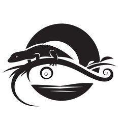 Lizard on a branch in black silhouette.