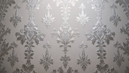 Fototapeta premium Elegant Silver Floral Wallpaper Pattern