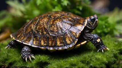 Fototapeta premium Shells and Surroundings: The Musk Turtle's Intricate Patterns in Nature