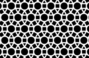 Seamless Pattern Swatch Overlapping White Circles Design Black Background