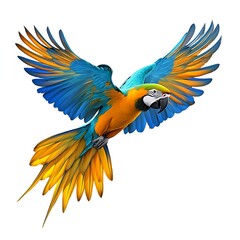 Fototapeta premium Vibrant Macaw in Flight: A Burst of Blue and Gold