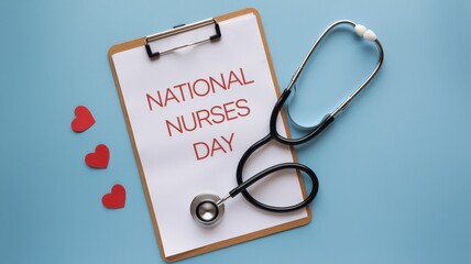 National nurses day celebration with stethoscope and red hearts
