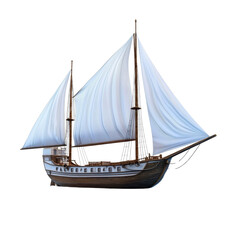 Obraz premium Vintage sailing ship with billowing sails on calm water surface