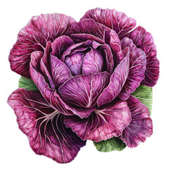 Obraz premium Vibrant Purple Cabbage with Intricate Leaf Patterns and Texture