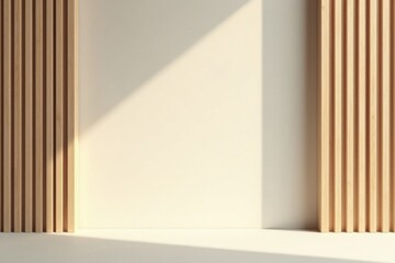 Minimalist Interior Design Light-filled Room with Vertical Wooden Panels and Blank Wall Space