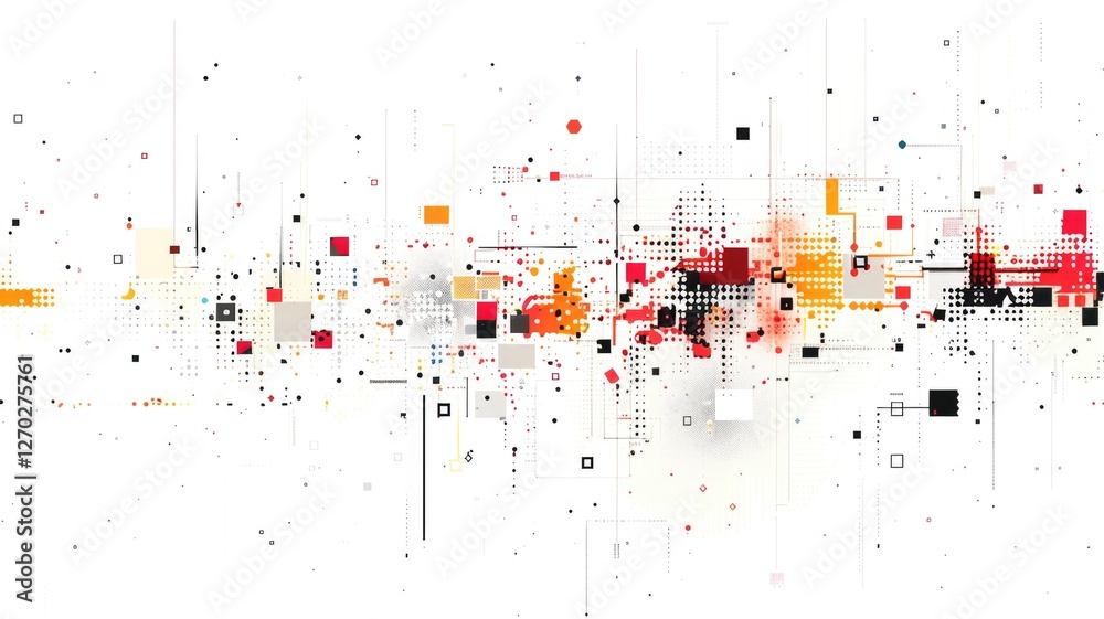 Aufkleber abstract picture vibrant particle in geometric shape represent data flow. vivid flowing object with 