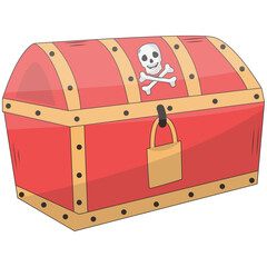 Cute Pirate Treasure Element Isolated on White Background. Flat Cartoon Vector Illustration.